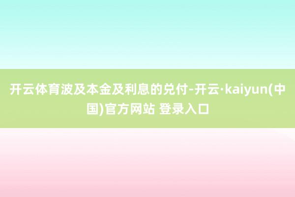 开云体育波及本金及利息的兑付-开云·kaiyun(中国)官方网站 登录入口